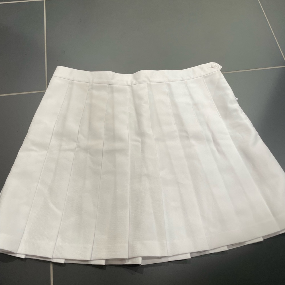 american apparel white pleated mini tennis skirt size L
